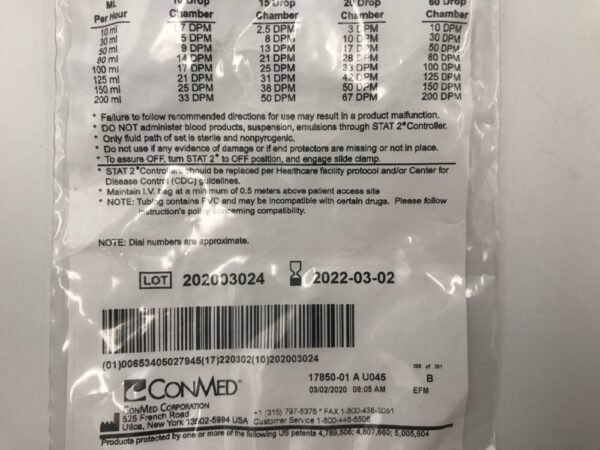 ConMed S2-12 Extension Set Gravity Flow Controller 12" Length (X)