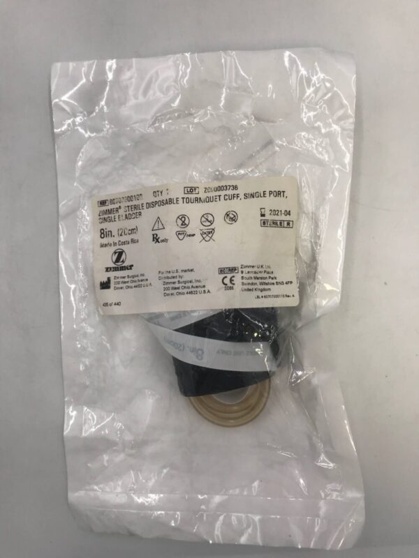 Zimmer 60707500100 Sterile Disposable Tourniquet Cuff Single Port Single Bladder 8in (21cm) (X)