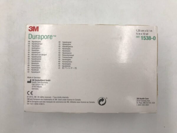 3M 1538-0 Durapore Surgical Tape Hypoallergenic 1/2in x 10yd (24/Box) (X)