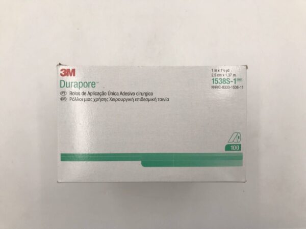 3M 1538S-1 Durapore Single Use Rolls Surgical Tape Hypoallergenic 1/2in x 1-1/2yd (100/Box) (X)