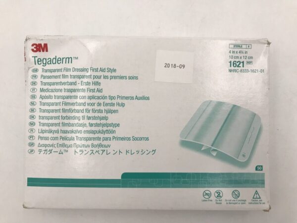 3M 1621 Tegaderm Transparent Film Dressing First Aid Style 4in x 4-3/4in (25/Box) (X)