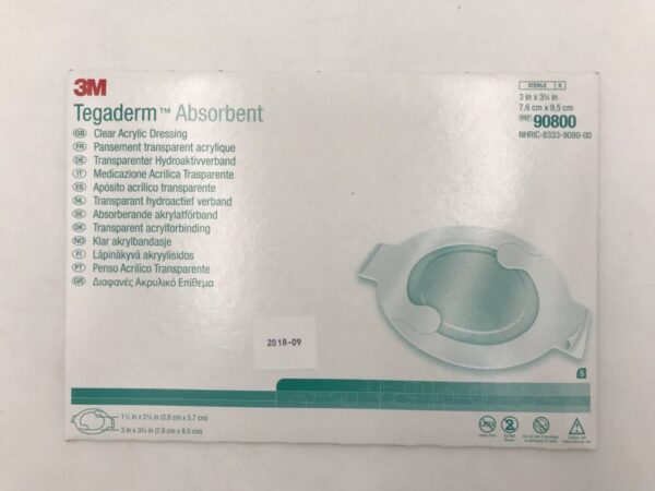 3M 90800 Tegaderm Absorbent Clear Acrylic Dressing 3in x 3-3/4in (5/PKG) (X)