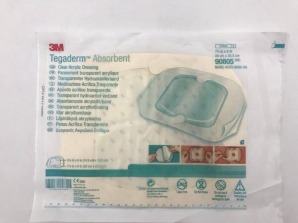 3M 90805 Tegaderm Absorbent Clear Acrylic Dressing 7-7/8in x 8in (X)