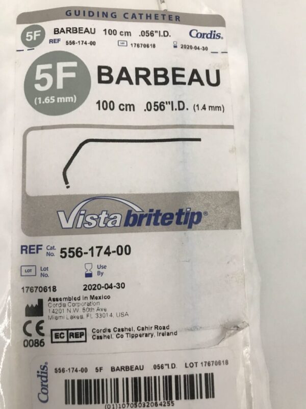 Cordis 556-174-00 Barbeau Vista Brite Tip Guiding Catheter 5F x 100cm (X)