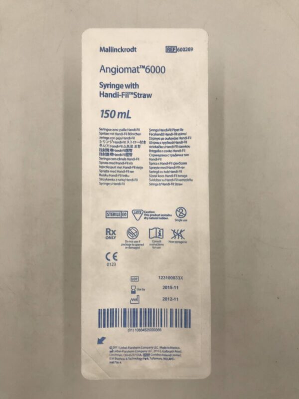 MALLINCKRODT 600269 Angiomat 6000 Syringe w/ Handi-Fil Stray 150mL (X)