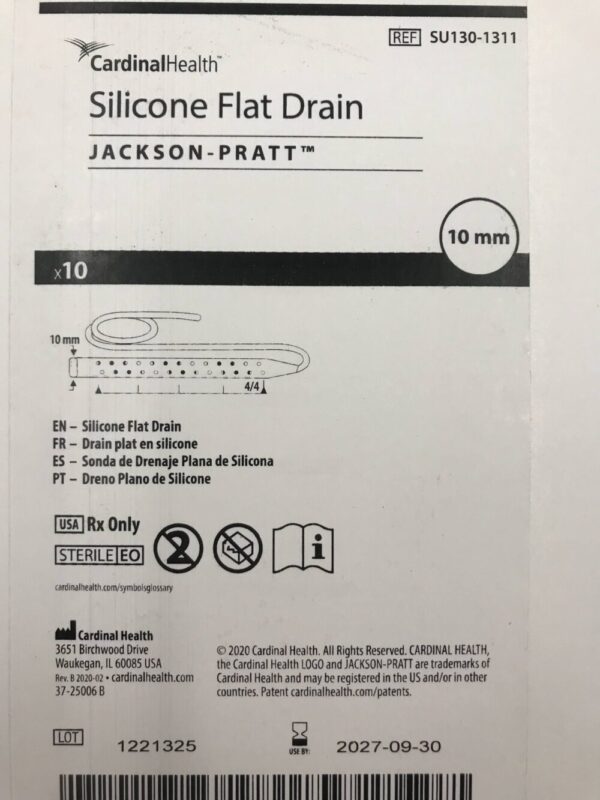Cardinal Health SU130-1311 Silicone Flat Drain Jackson-Pratt 10mm (10/Box)
