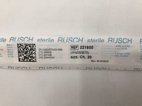 Teleflex 221800 Rusch PVC Catheter Tiemann 2 Eyes Ch.20
