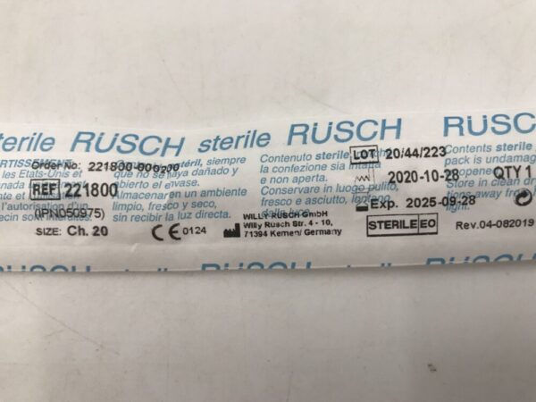 Teleflex 221800 Rusch PVC Catheter Tiemann 2 Eyes Ch.20