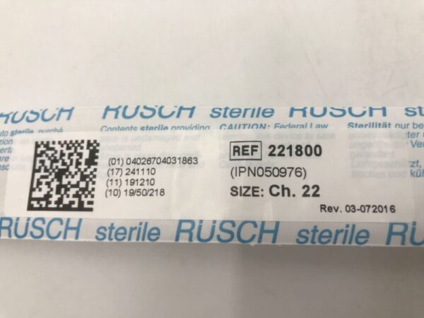 Teleflex 221800 Rusch PVC Catheter Tiemann 2 Eyes Ch.22