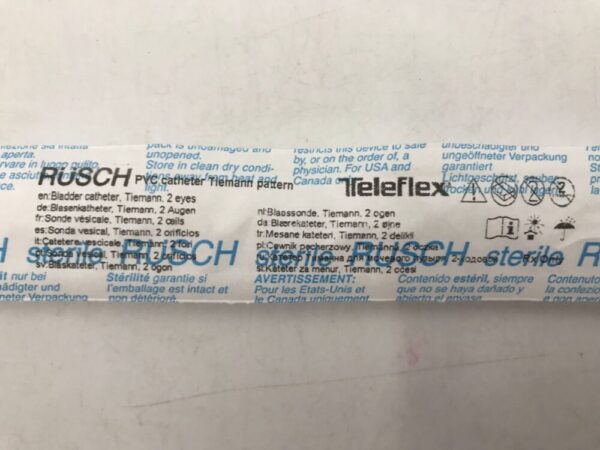 Teleflex 221800 Rusch PVC Catheter Tiemann 2 Eyes Ch.18