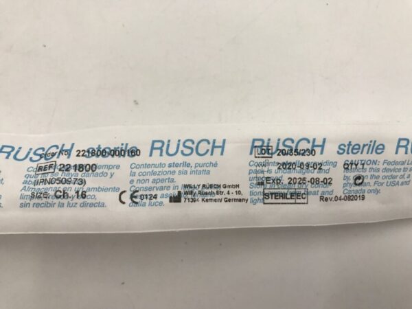 Teleflex 221800 Rusch PVC Catheter Tiemann 2 Eyes Ch.16