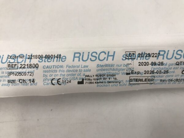 Teleflex 221800 Rusch PVC Catheter Tiemann 2 Eyes Ch.14