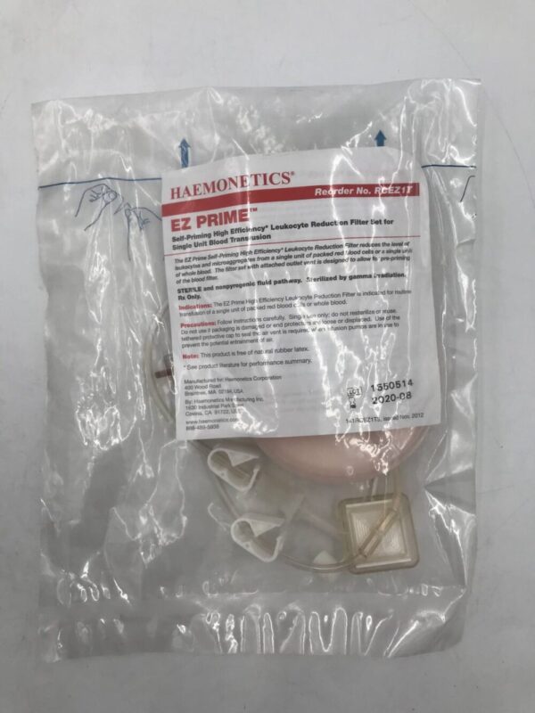 Haemonetics RCEZ1T EZ Prime Self-Priming High Efficiency* Leukocyte Reduction Filter Set for Single Unit Blood Transfusion (X)