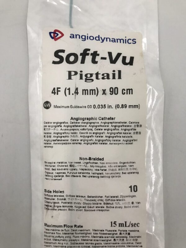 AngioDynamics 10707102 Soft-Vu Pigtail Angiographic Catheter Non Braided 4F 90cm(X)