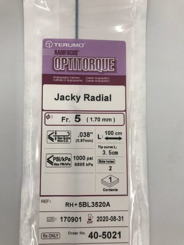 Terumo 40-5021 Optitorque Jacky Radial Fr.5 (1.70mm) x 100cm Angiographic Catheter (X)