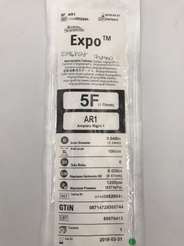 Boston Scientific 0852684 Expo AR1 Amplatz Right 1 Angiographic Catheter 5F (1.70mm) x 100cm (X)