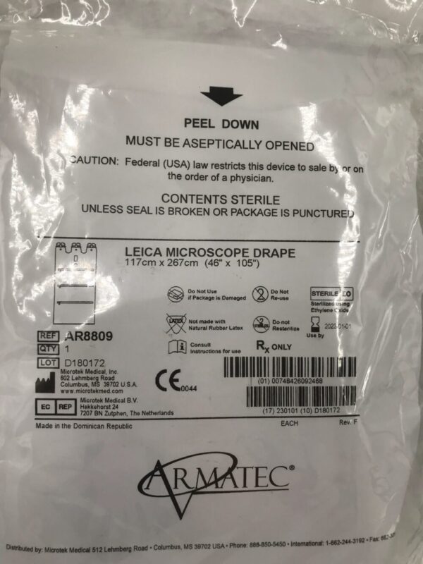 Microtek Medical AR8809 Leica Microscope Drape 117cm x 267cm (X)