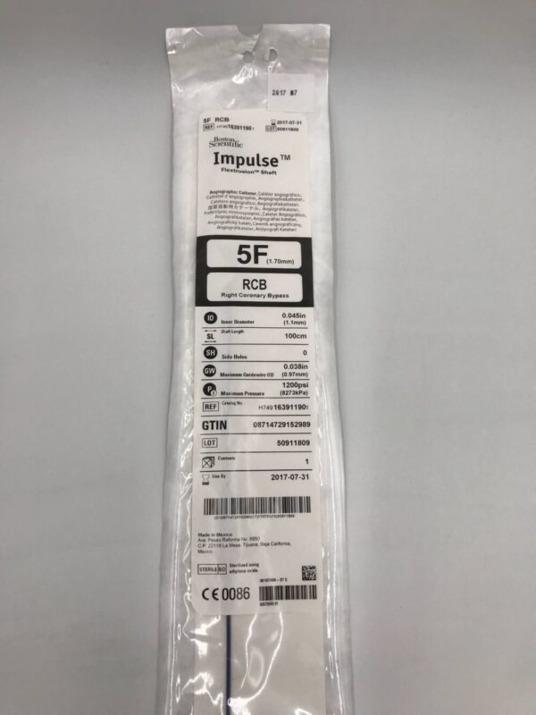 Boston Scientific 16391190 Impulse RCB Right Coronary Bypass 5F (1.70mm) x 100cm Angiographic Catheter (X)