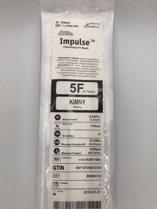 Boston Scientific 16391180 Impulse KIMNY 5F (1.70mm) x 110cm Angiographic Catheter (X)