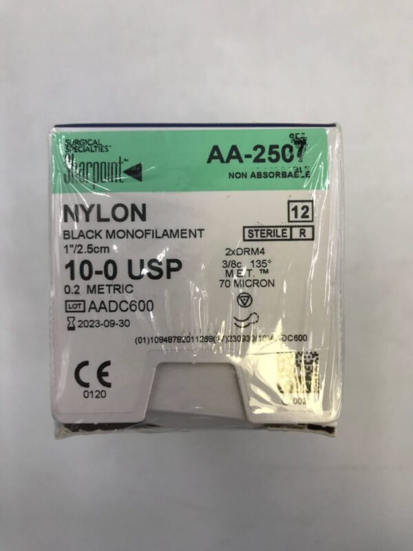 Surgical Specialties AA-2507 Sharpoint Nylon Black Monofilament 10-0 USP 0.2 Metric (X)