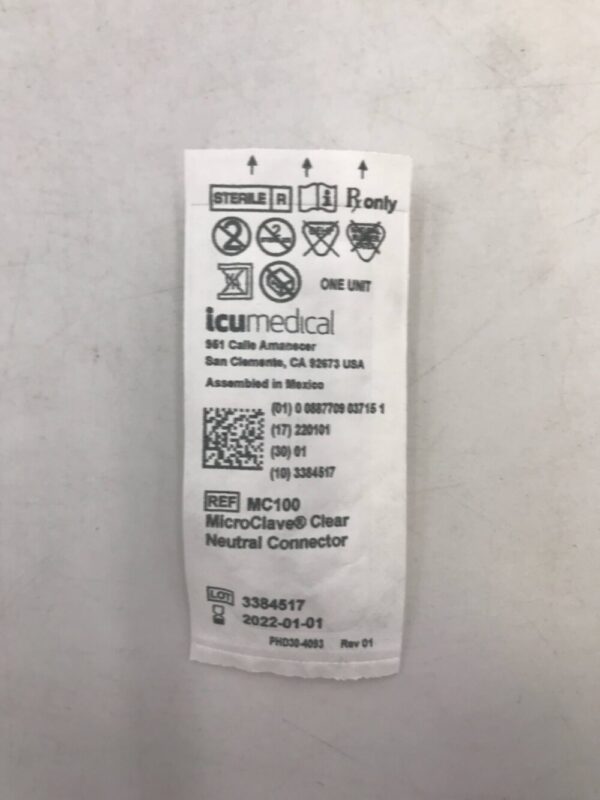 ICU MEDICAL MC100 MicroClave Clear Neutral Connector (46/Bag)(X)