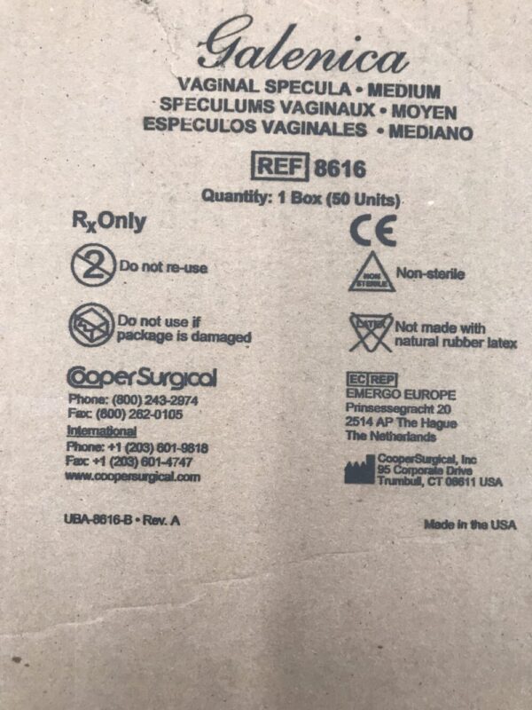 COOPER SURGICAL 8616 Galenica Vaginal Specula Medium (50/Case)