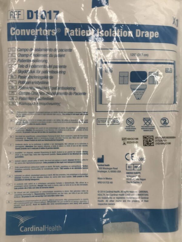 CARDINAL HEALTH D1017 Convertors Patient Isolation Drape 125in x 84in (X)