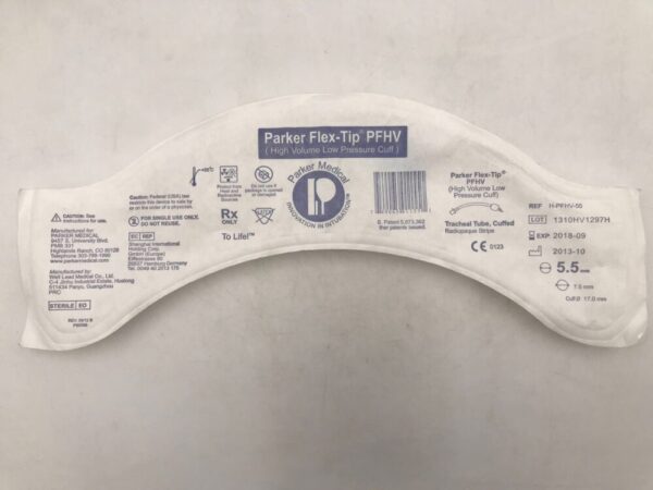 Well Lead Medical H-PFHV-55 Parker Flex-Tip High Volume Low Pressure Cuff Tracheal Tube Cuffed Radiopaque Strip 5.5mm (X)
