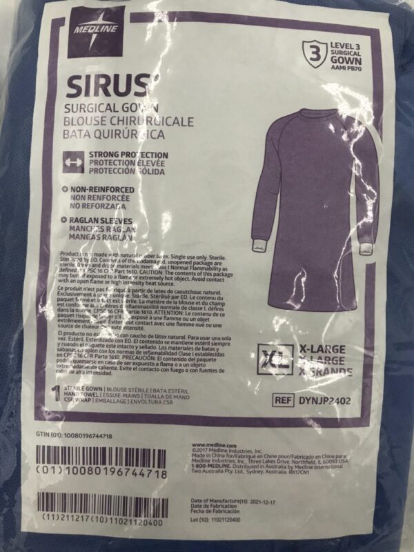 MEDLINE DYNJP2402 Sirus Gurgical Gown Level 3 X-Large