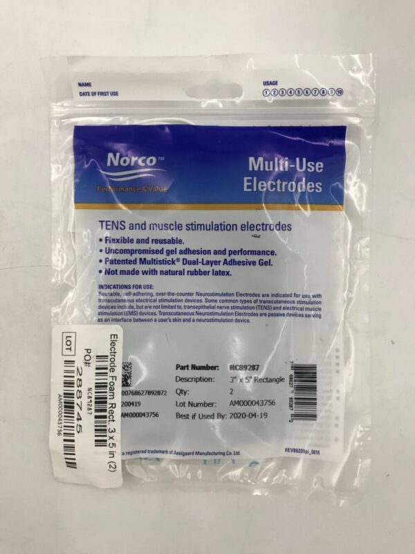 AXELGAARD NC89287 Norco Multi-Use TENS and Muscle Stimulation Electrodes (2/Pkg)