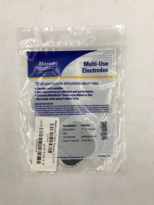 AXELGAARD NC89284 Norco Multi-Use Tens and Muscle Stimulation Electrodes 2x2in (4/Pkg)(X)