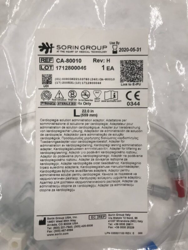 SORIN CA-80010 Cardioplegia Solution Administration Adaptor L, 22in (559mm)(X)