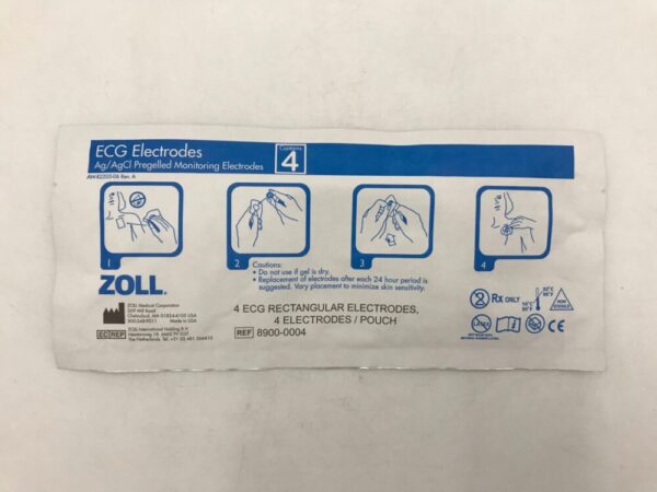 ZOLL 8900-0004 ECG Rectangular Pregelled Monitoring Electrodes (4/Pkg)(X)