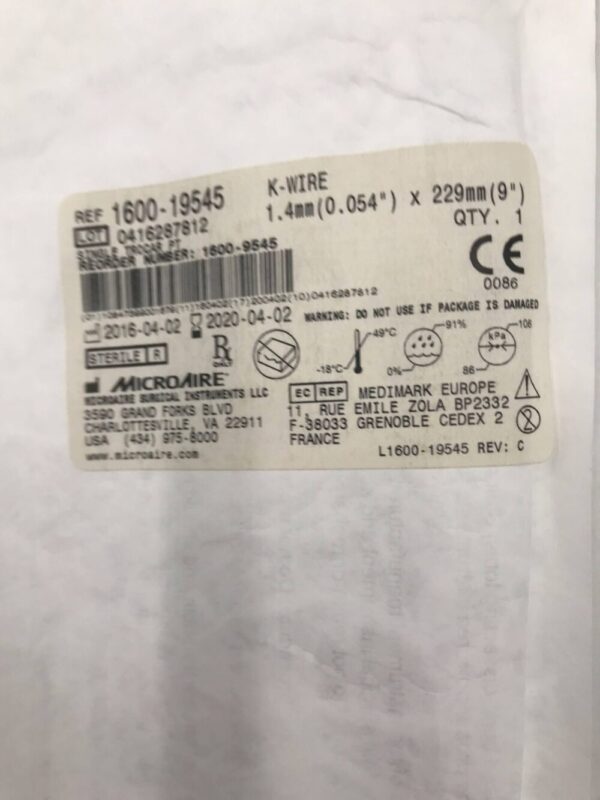 MICROAIRE 1600-19545 K-Wire 1.4mm x 229mm (X)