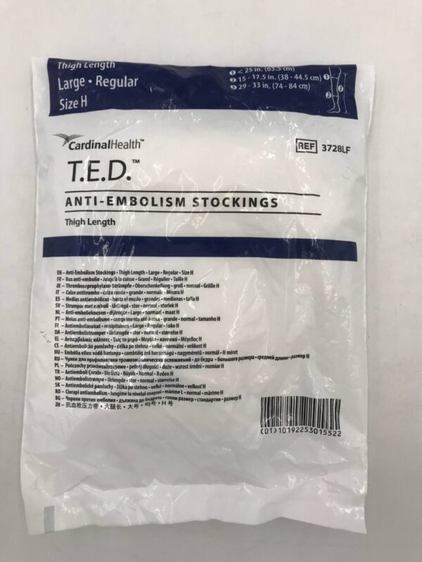 CARDINAL HEALTH 3728LF T.E.D. Anti-Embolism Stockings Thigh Length Large, Regular Size H