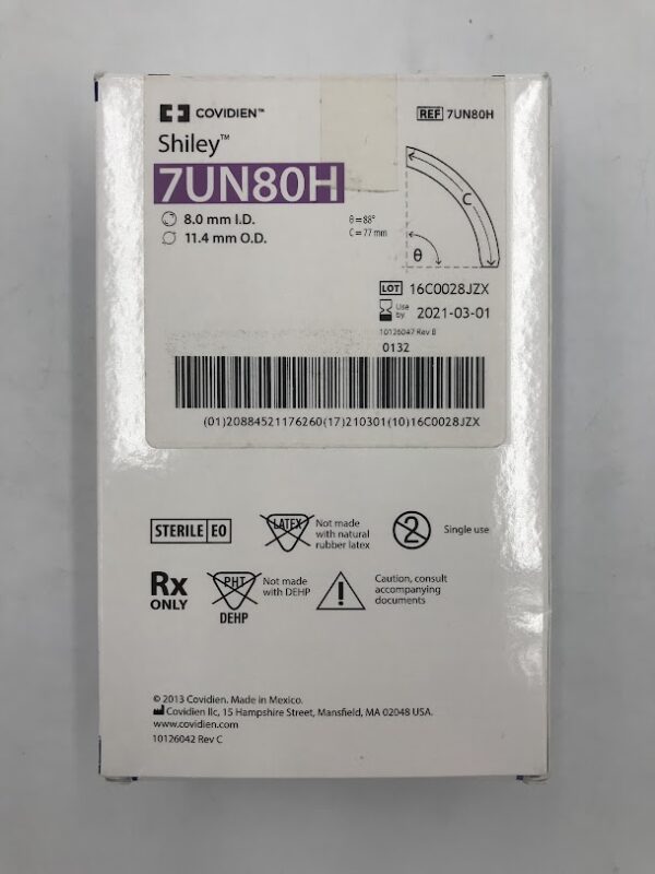 Covidien 7UN80H Shiely Adult Flexible Tracheostomy Tube Cuffless Disposable Inner Cannula 8.0mm I.D. 11.4mm O.D. (X)