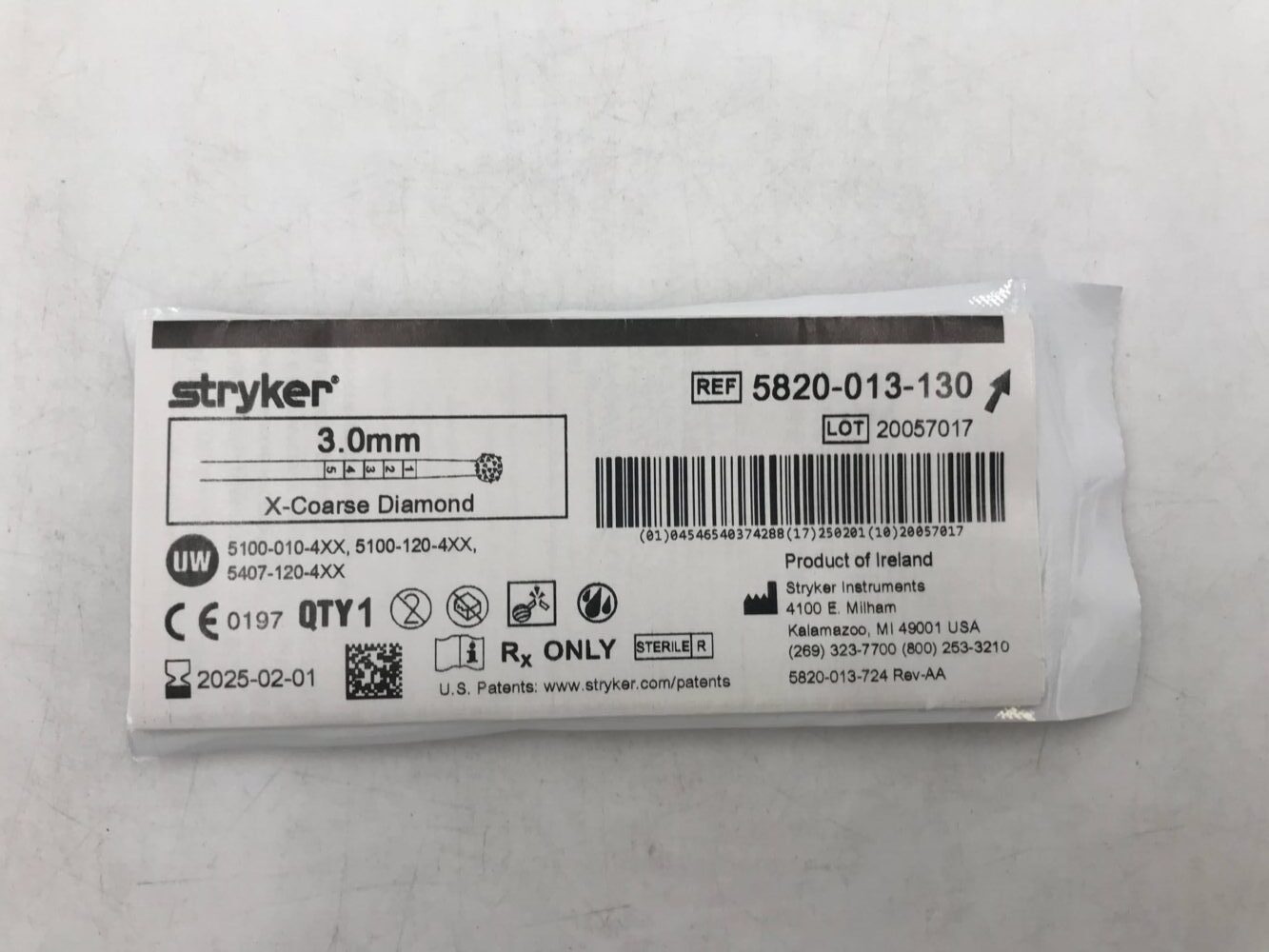 STRYKER 5820-013-130 X-Coarse Diamond 3mm - GB TECH USA