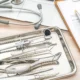 Close-up of professional dental tools and equipment used in dental education and practice