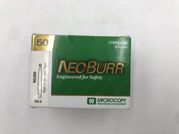 Denteq RA 6 NeoBurr Operative Carbide Round Right Angle-Latch Type Head Dia. 1.8mm Length 1.6mm (50/Box)