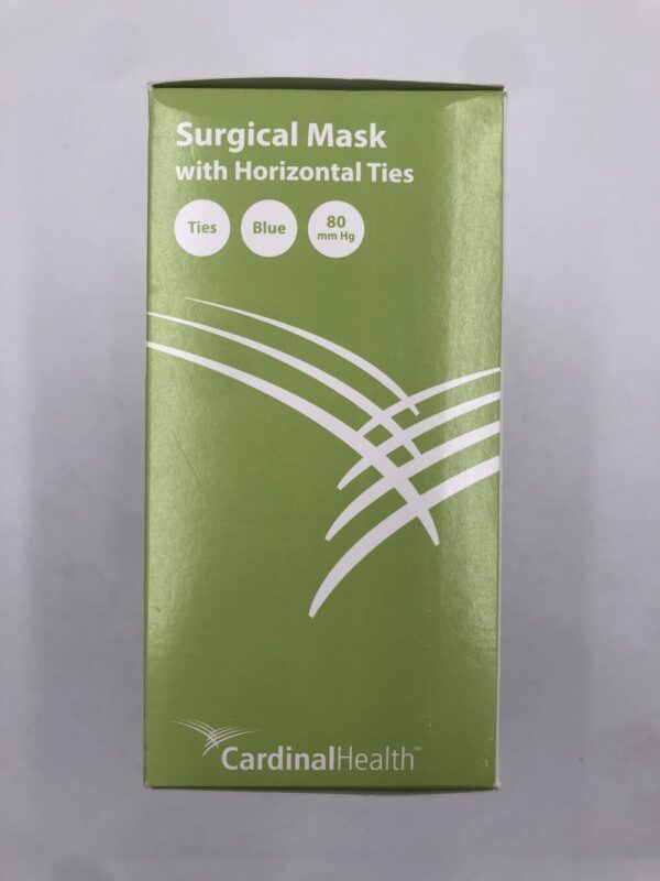 Cardinal Health AT71039 Surgical Mask with Horizontal Ties Blue 80mm Hg Level 1 (50/Box)