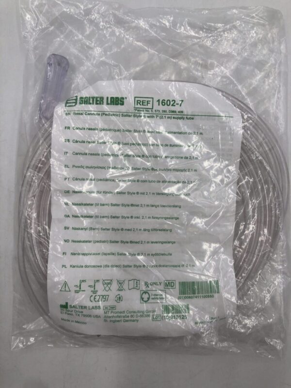 Salter Labs 1602-7 Nasal Cannula (Pediatric) with 7′ (2.1m) Supply Tube