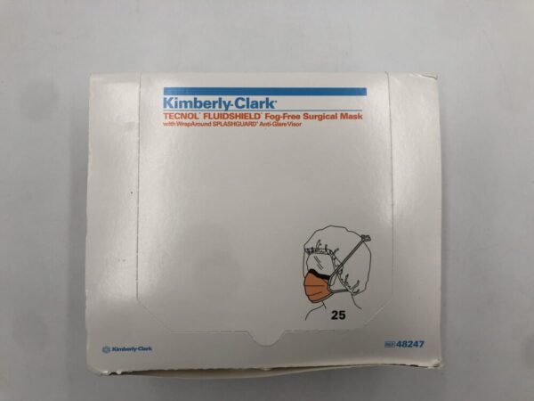 Kimberly-Clark 48247 Tecnol Fluidshield Fog-Free Surgical Mask with WrapAround Splashguard (25/Box)