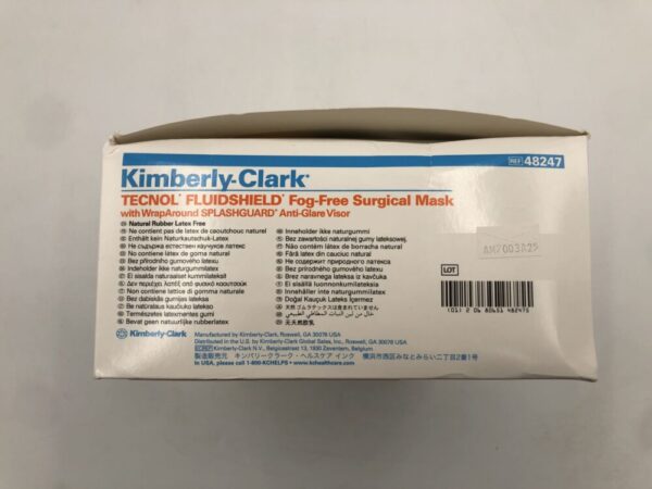 Kimberly-Clark 48247 Tecnol Fluidshield Fog-Free Surgical Mask with WrapAround Splashguard (25/Box)
