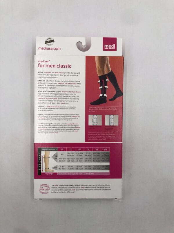 Mediven C140576 Compression Stockings For Men Classic EW Calf Standard Closed Toe Black 20-30 Size VI