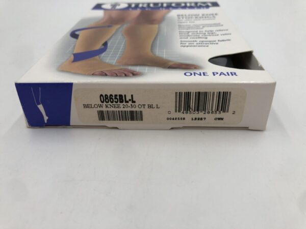Truform Leg Health 0865BL-L Below Knee Stockings Open Toe 20-30 Size L