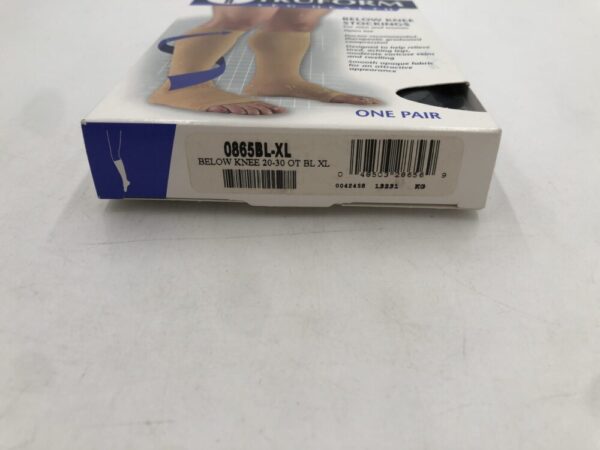 Truform Leg Health 0865BL-XL Below Knee Stockings Open Toe 20-30 Size XL