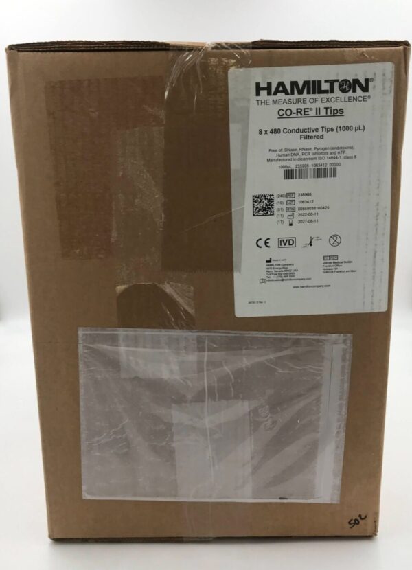 HAMILTON 235905 Co-Re II Conductive Tips Filtered 1000uL (3840 Tips/Case)
