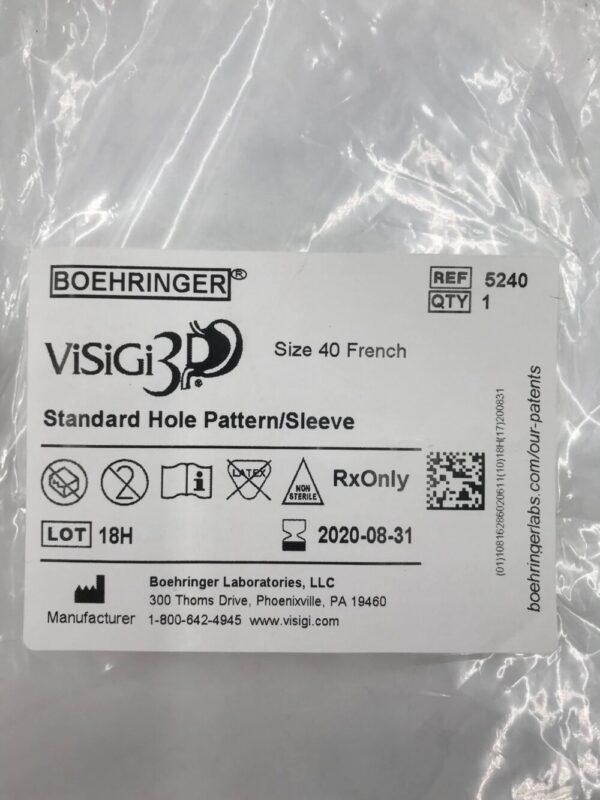 BOEHRINGER LABORATORIES 5240 Visigi 3D Standard Hole Pattern/Sleeve, Size 40 French (X)
