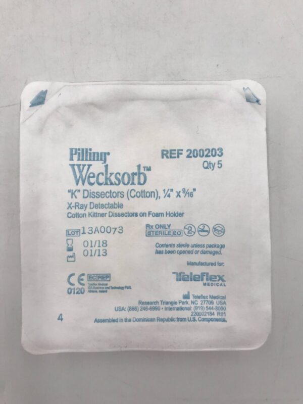 Teleflex 200203 Pilling Wecksorb "K" Dissectors (Cotton) 1/4" x 9/16" X-Ray Detectable (X)