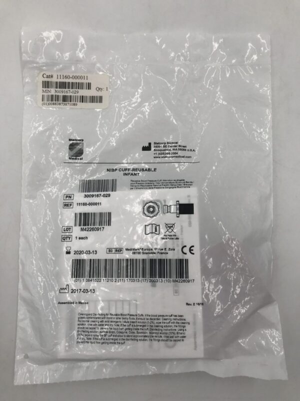 Statcorp  Medical 11160-000011 NIBP Cuff Reusable Infant 8-14cm (X)